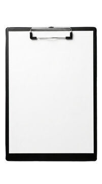 Black clipboard with blank white paper