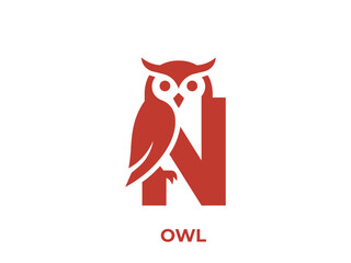Obraz premium Elegant owl and letter N logo design, a fusion of nature and typography providing a modern aesthetic