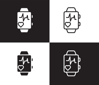 pulsometer icon. Outline and filled pulsometer icon from Fitness and Gym collection. Thin line and Solid vectors isolated on black, white background. Editable pulsometer symbol