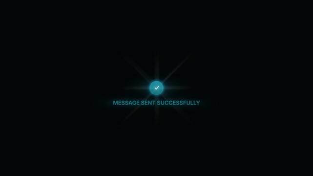 A graphic animation shows a message sent successfully in motion.