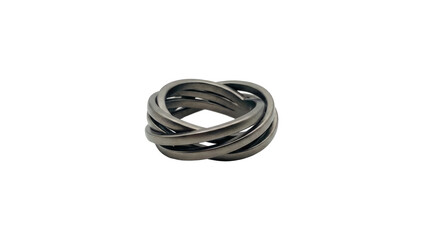 Naklejka premium Intertwined Silver Ring on White Background
