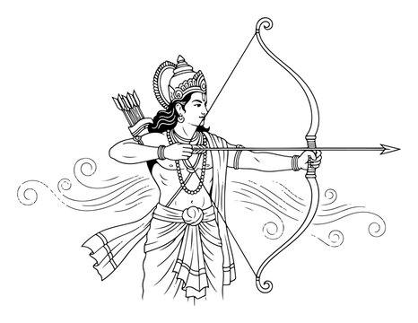 lord rama hindu god holding a bow and arrow