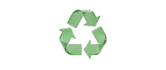 Obraz premium Green glass recycling symbol with air bubbles