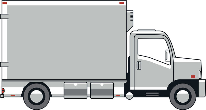 Medium truck in cartoon style. Side view. 