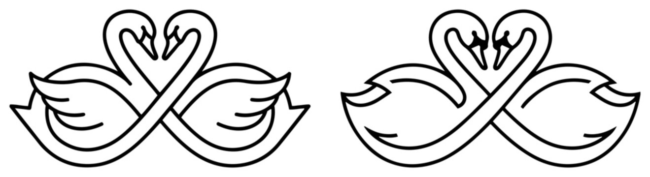 Two stylized swans forming a heart shape with their necks vector