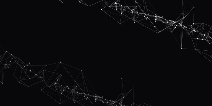 Elegant silver line and dot network background with connected nodes and thin links for futuristic technology and communication design.