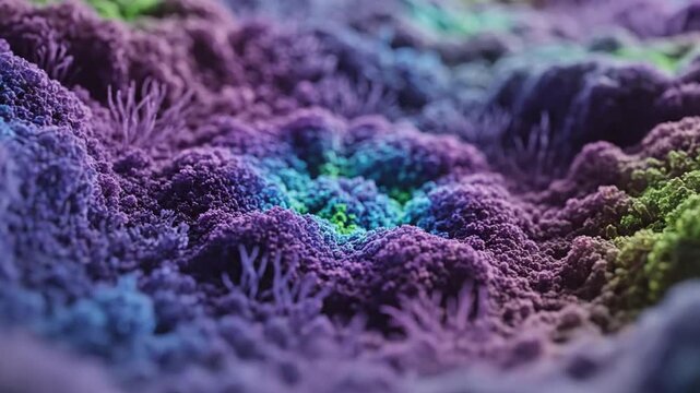 Vibrant abstract textured organic surface in purple blue green