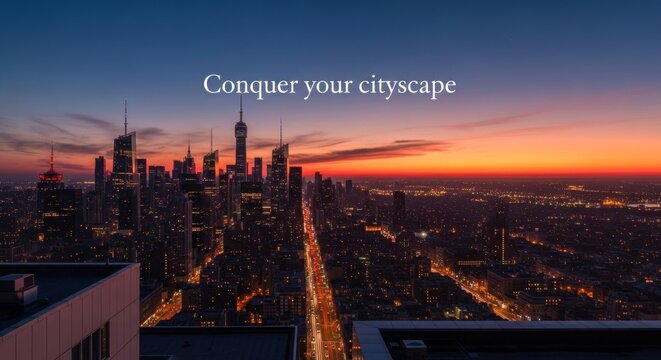 Cityscape at Dawn with Golden Sky