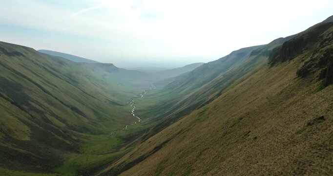 Aerial shot of High cup nick in Cumbria
