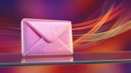 Naklejka premium Elegant Pink Envelope on a Colorful Background