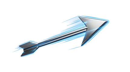 Obraz premium Futuristic Silver Arrow Upward Motion With Blue Light Streaks
