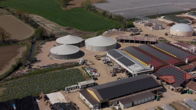 Mixed Agriculture Farm Livestock and Greenhouses Aerial