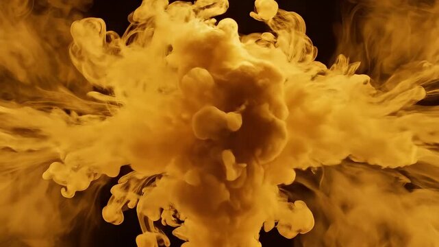 Golden orange smoke bursts from corners on dark background