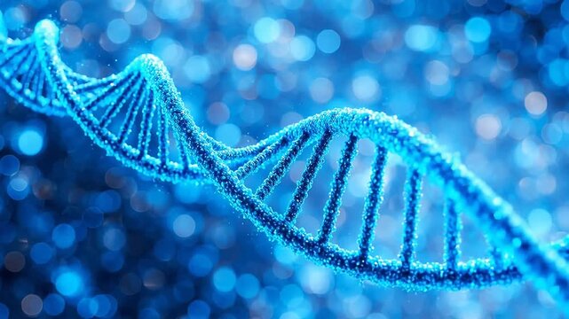 Blue DNA double helix structure