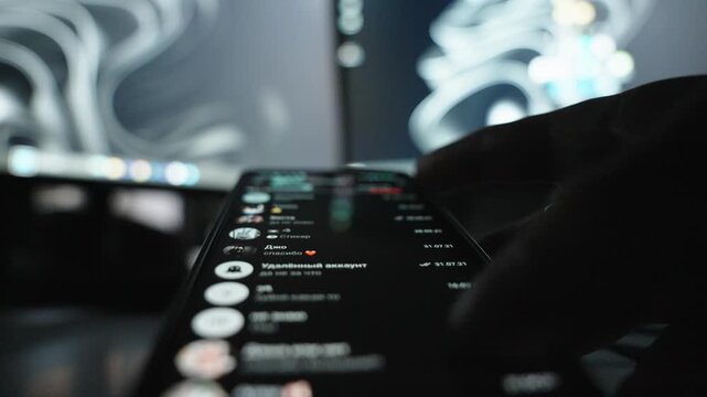 Smartphone Messaging App at Night Digital Communication Concept