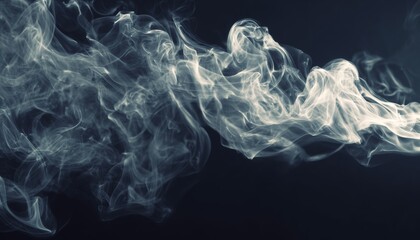 Obraz premium Swirling Smoke Artwork On Black Background With Mysterious Fog In The Shadows, Creates An Abstract And Eerie Atmosphere.