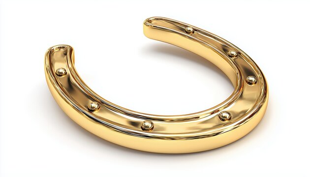 Symbolizing Good Fortune And Abundance, The Golden Horseshoe On A White Background Is A Representation Of Luck And Prosperity.