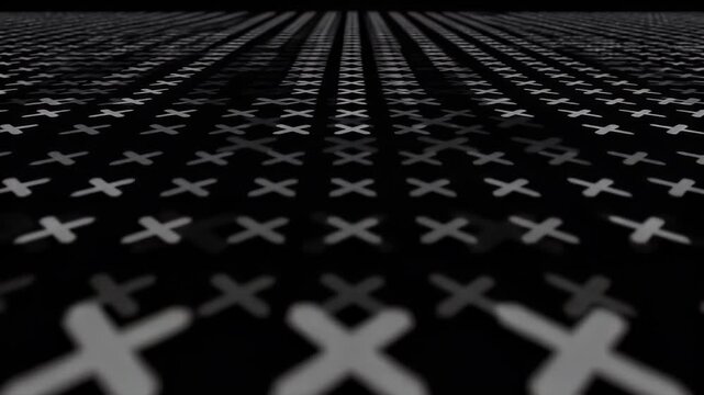 Abstract pattern of white crosses on black background