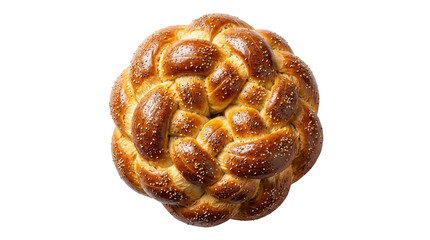 Fototapeta premium Braided Challah Bread with Sesame Seeds Isolated