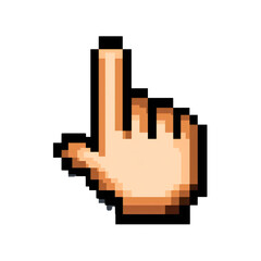 Fototapeta premium Click arrow computer cursor pixel, digital icon pointer technology symbol, sign button internet hand design, mouse web point interface retro