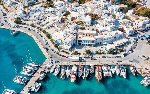 Panoramic view of Adamas or Adamantas, Milos island, Cyclades, Greece