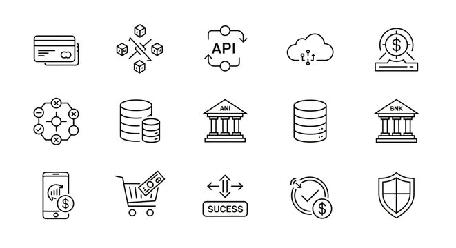 Collection of business and technology icons.