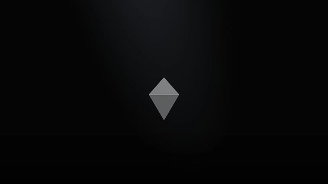 Subtly Illuminated Abstract Geometric Crystal Shape in a Dark, Minimalist Setting, Representing Digital Data, Technological Concepts, and Futuristic Design Elements with Elegant Simplicity
