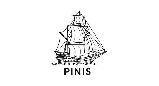 Traditional Sailing Ship Vessel Illustration.
