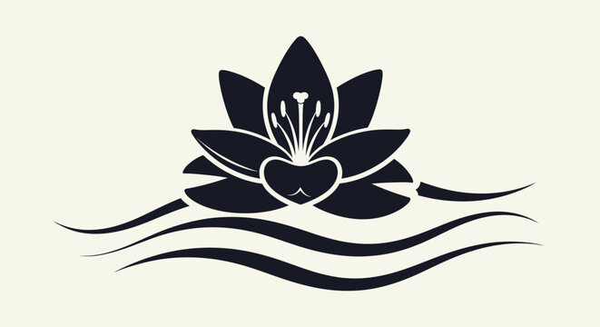 Black Lotus Flower Water Icon.