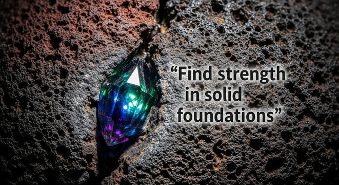 Textured Volcanic Rock Surface With a Single Faceted Gemstone