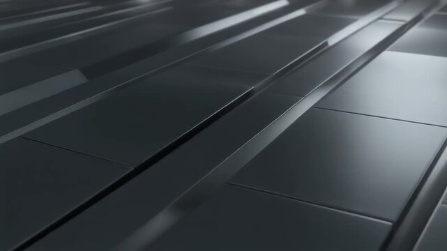 Geometric Abstract Metallic Surface with Reflective Parallel Lines and Grids