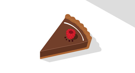 A slice of chocolate raspberry tart with a berry on top," © Oke-STOCK