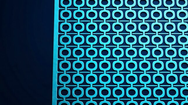 Abstract blue geometric pattern, modern background, design and decoration ,quantum processor, cryogenic hardware, quantum computer, superconducting qubit, quantum technology, copy space