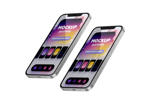 Floating Dual Smartphone Mockup