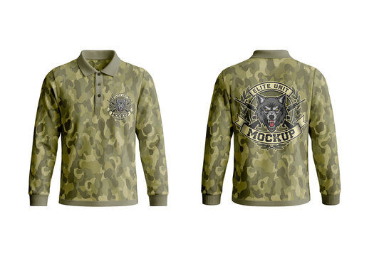 Long Sleeve Polo Set Mockup