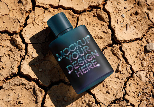 Perfume Bottle Mockup In Sand