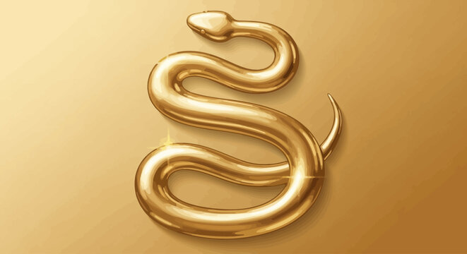 Stylized Golden Snake Design on a Gold Background