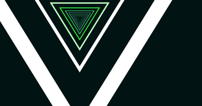Geometric shapes in black background.