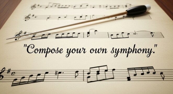 Conductor leading music notes on sheet