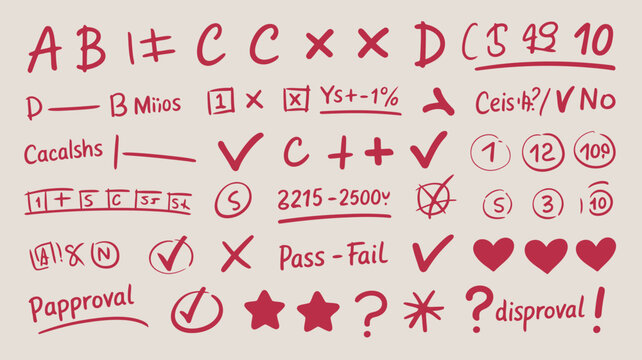 A chaotic collection of red scribbles doodles and handwritten notes fills the frame including letters numbers and symbols high quality professional detailed modern elegant stylish clean