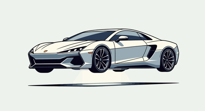 Sleek futuristic sports car hovering above the ground with a clean, modern design.