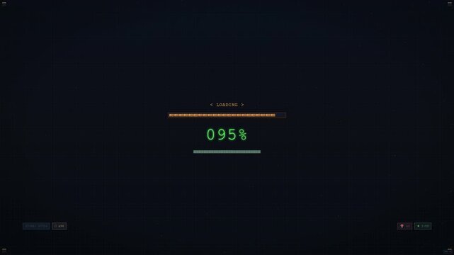Digital Loading Bar with Percentage Display on Dark Background.