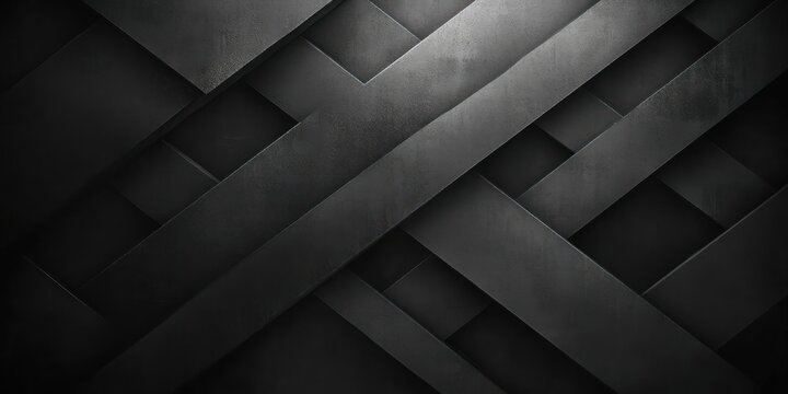 Dark metal diagonal strips interweave into a moody industrial geometric pattern with subtle reflections and deep shadows
