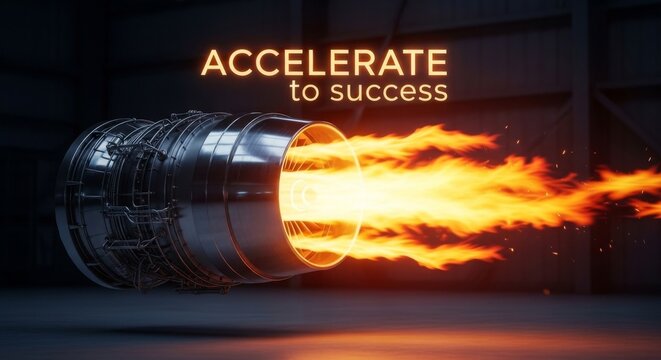 Powerful Jet Engine Roaring with Flames of Speed