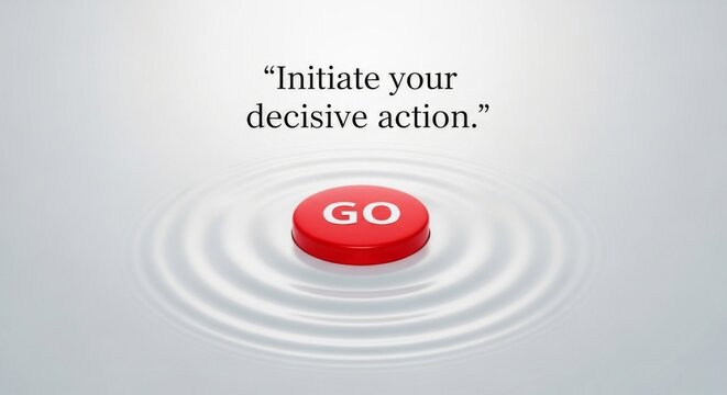 Red GO button with ripples and motivational quote