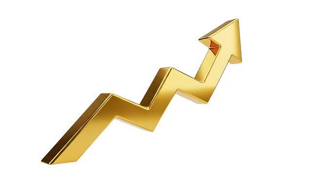 golden arrow showing financial growth and business success a 3d rendering of an upward market trend ideal for business concepts.
