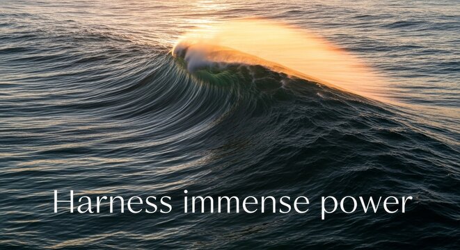 Powerful Ocean Wave Building with Golden Light