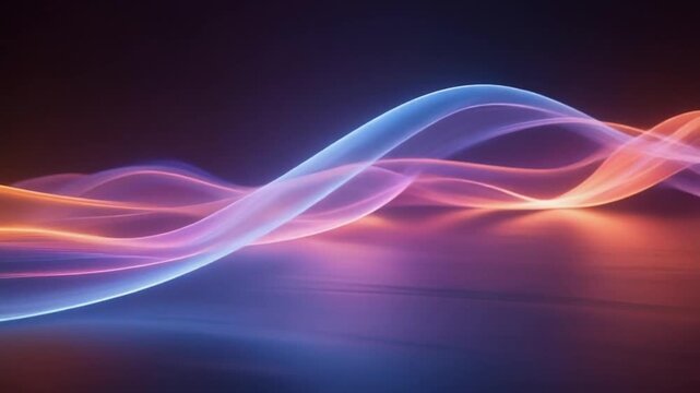 Abstract flowing colorful light waves on a dark background, modern digital art representation of sound or energy