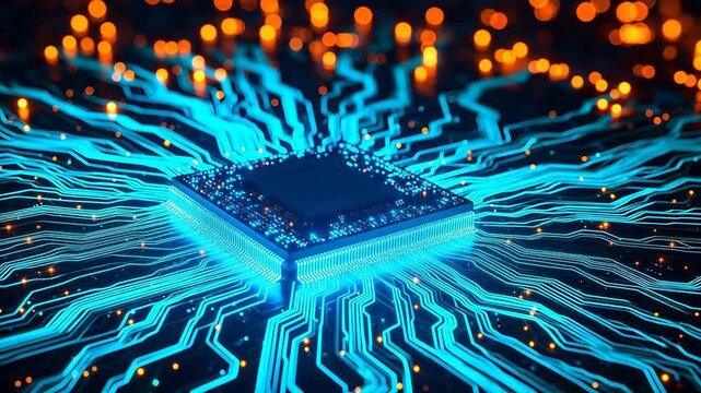 Microchip with glowing circuitry