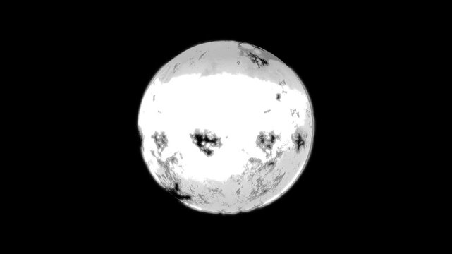 Moon. Spinning planet. White Sphere on black background